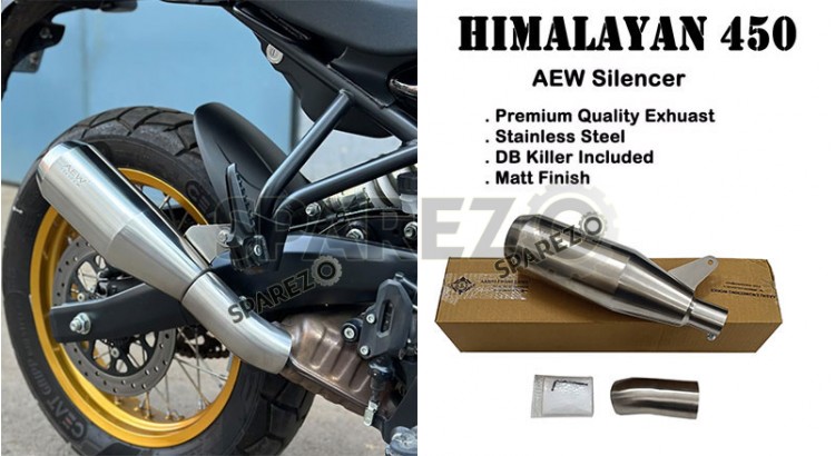 Fit For Royal Enfield New Himalayan 450 AEW SS Matt Finish Exhaust Silencer - SPAREZO